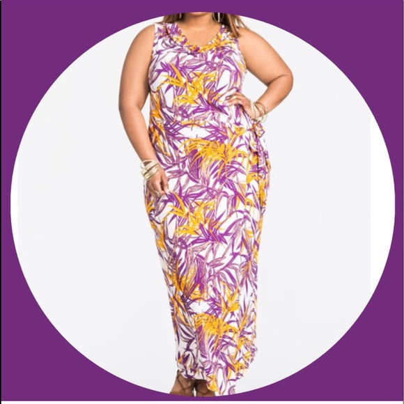 Ashley Stewart Dresses & Skirts - ASHLEY STEWART Tropical Print Sarong Maxi Dress